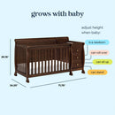 Kalani 4-in-1 Convertible Crib & Changer - Espresso
