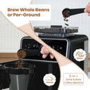 10-Cup Drip Coffee Maker With Built-in Grinder - Silver & Black