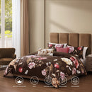 Bebejan Floral Garden on Mocha 5 Piece Reversible Comforter Set - King