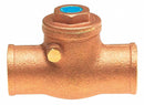 Milwaukee Valve Check Valve, 1 in, Single, Inline Swing, Brass, Sweat x Sweat - UP0968000100