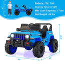 12V Kids Ride-on Jeep Car With 2.4 G Remote Control-Blue