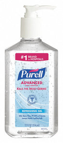 Purell Hand Sanitizer, 12 oz, Pump Bottle, Gel, None, PK 12 - 3659-12