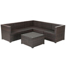 6 Pieces Patio Furniture Sofa Set With Cushions for Outdoor-Black