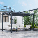 10 X 13 Feet Outdoor Aluminum Retractable Pergola Canopy Shelter-Gray
