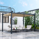 10 X 13 Feet Outdoor Aluminum Retractable Pergola Canopy Shelter-Beige