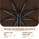 12 Feet Patio Umbrella With Crank Handle and 8 Sturdy Ribs-Coffee