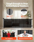 Retractable Baby Gate w/ Reinforced Fiberglass Strips - Black