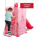 lay & Fold Away Princess Castle, Portable Indoor/Outdoor Climbing Slide Fort Playhouse Playset Toy for Toddlers, Pink