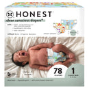78ct Clean Conscious Disposable Diapers - Be Hoppy & Pickle Up - Size 1
