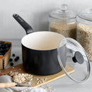Advanced 3qt Ceramic Nonstick Sauce Pan with Lid - Black