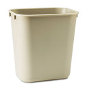 Rubbermaid Deskside Plastic Wastebasket, Rectangular, 3.5 Gal, Beige - RCP295500BG