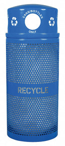 Tough Guy 34 gal Round Recycling Can, Metal, Blue - 13P560