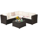 6 Pieces Patio Furniture Sofa Set With Cushions for Outdoor-Beige