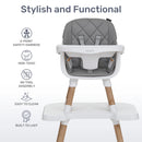 Dream On Me Luna 4 in 1 convertible Highchair, Cool Gray