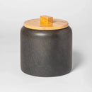 Large Stoneware Tilley Food Storage Canister with Wood Lid - Black