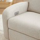 Nami Electronic Recliner and Swivel Glider Recliner with USB Port - Performance Beach Eco-Weave with Light Wood Base
