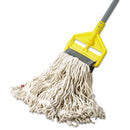 Rubbermaid Web Foot Wet Mop, Cotton/Synthetic, White, Medium, 5" Green Headband, 6/Carton - RCPA152WHI