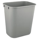 Rubbermaid Deskside Plastic Wastebasket, Rectangular, 3.5 Gal, Gray - RCP2955GRA