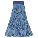 Boardwalk Super Loop Wet Mop Head, Cotton/Synthetic Fiber, 5" Headband, X-Large Size, Blue, 12/Carton - BWK504BL