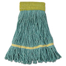 Boardwalk Super Loop Wet Mop Head, Cotton/Synthetic Fiber, 5" Headband, Small Size, Green, 12/Carton - BWK501GN
