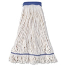 Boardwalk Super Loop Wet Mop Head, Cotton/Synthetic Fiber, 5" Headband, X-Large Size, White, 12/Carton - BWK504WH