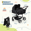 Side by Side Double Stroller for Twins - Black