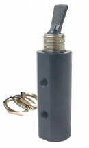 Pneumadyne 2.95 inL Aluminum / Brass 4-Way, 2 Position, UNF Toggle Valve with Spring Return Toggle Handle - FP45-100-SR