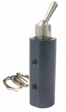 Pneumadyne 2.95 inL Aluminum / Brass 4-Way, 2 Position, UNF Toggle Valve with Detented Toggle Handle - HM45-100-DT