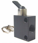 Pneumadyne 2.1 inL Aluminum / Brass 3-Way, FNPT Toggle Valve with Detented Toggle Handle - C040101