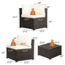 6 Pieces Patio Furniture Sofa Set With Cushions for Outdoor-Beige