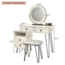 Modern Dressing Table With Storage Cabinet-White