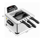Electric Deep Fryer 5.3QT/21-Cup Stainless Steel 1700W With Triple Basket