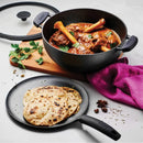 3-piece Cast Iron 7-quart Deep Kadai & Flat Tawa Cookware Set