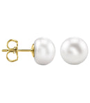 14K Yellow Gold Pearl Studs