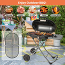 15000 BTU Portable Propane BBQ Grill With Wheels and Side Shelf-Black