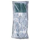 Boardwalk Mop Head, Floor Finish, Wide, Rayon/Polyester, Medium, White/Blue, 12/Carton - BWK552