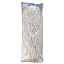 Boardwalk Mop Head, Economical Lie-Flat Head, Cotton Fiber, 32Oz, White, 12/Carton - BWK732C