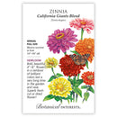 Zinnia, Botanical Interests California Giants Blend Seeds (Heirloom)