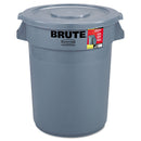 Rubbermaid Brute Container With Lid, Round, Plastic, 32 Gal, Gray - RCP863292GRA