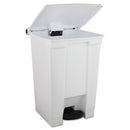 Rubbermaid Indoor Utility Step-On Waste Container, Square, Plastic, 12 Gal, White - RCP6144WHI