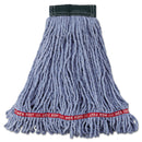 Rubbermaid Web Foot Wet Mop Head, Shrinkless, Cotton/Synthetic, Blue, Medium, 6/Carton - RCPA252BLU