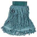 Rubbermaid Super Stitch Blend Mop Head, Medium, Cotton/Synthetic, Green, 6/Carton - RCPD252GRE