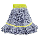 Boardwalk Super Loop Wet Mop Head, Cotton/Synthetic Fiber, 5" Headband, Small Size, Blue, 12/Carton - BWK501BL