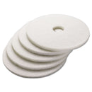 Boardwalk Polishing Floor Pads, 17" Diameter, White, 5/Carton - BWK4017WHI