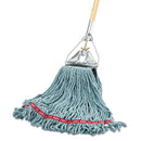 Rubbermaid Web Foot Wet Mop Head, Shrinkless, Cotton/Synthetic, Green, Medium, 6/Carton - RCPA252GRE