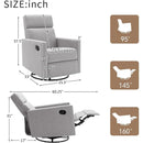 Modern Upholstered Manual Swivel Recliner Chair w/Headsupport - Gray