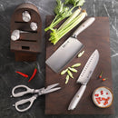 L1 Series 1027129 German Steel Forged 7-Piece Cleaver Knife Block Set - White