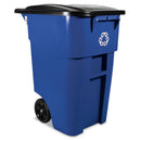 Rubbermaid Brute Recycling Rollout Container, Square, 50 Gal, Blue - RCP9W2773BLU