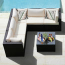 6 Pieces Patio Furniture Sofa Set With Cushions for Outdoor-Beige