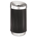 Safco At-Your-Disposal Vertex Receptacle, Round, Polyethylene, 38 Gal, Black/Chrome - SAF9799BL